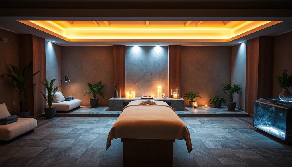 A luxurious spa scene in Beylikdüzü Hilton, featuring a serene and tranquil massage room with soft lighting, plush fabrics, and calming aromatherapy. The room is adorned with natural elements like potted plants and a soothing water feature, creating a peaceful, elevated atmosphere. The massage table is positioned in the center, inviting the viewer to imagine the awe-inspiring and rejuvenating experience of a professional masage. The overall composition evokes a sense of relaxation, indulgence, and exclusivity, perfectly capturing the essence of the "Ayrıcalıklı Deneyim" section of the article. A luxurious spa scene in Beylikdüzü Hilton, featuring a serene and tranquil massage room with soft lighting, plush fabrics, and calming aromatherapy. The room is adorned with natural elements like potted plants and a soothing water feature, creating a peaceful, elevated atmosphere. The massage table is positioned in the center, inviting the viewer to imagine the awe-inspiring and rejuvenating experience of a professional masage. The overall composition evokes a sense of relaxation, indulgence, and exclusivity, perfectly capturing the essence of the "Ayrıcalıklı Deneyim" section of the article.