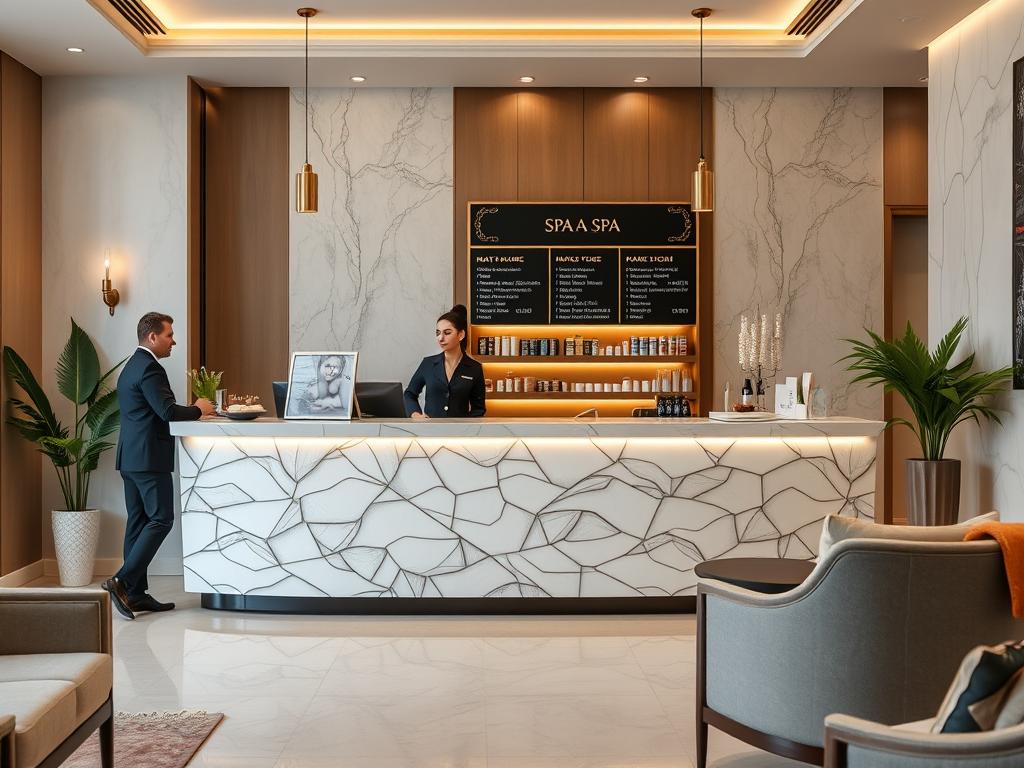 İstanbul'da lüks bir spa merkezinin resepsiyon alanı İstanbul'da lüks bir spa merkezinin resepsiyon alanı