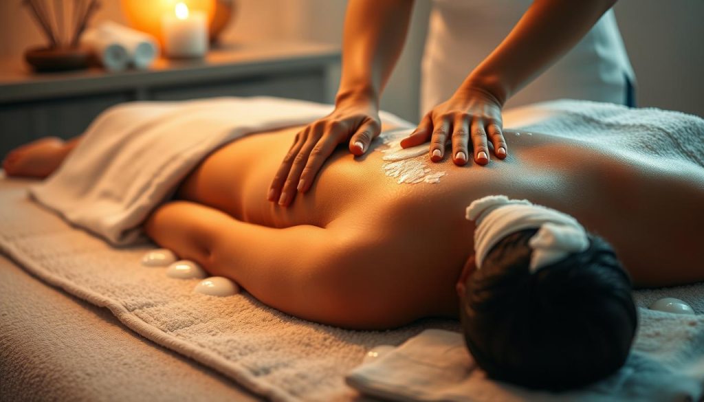 A serene and tranquil spa setting, with a therapist's hands gently massaging fragrant, foaming suds onto the back of a relaxed, resting client. Warm, diffused lighting casts a soft glow, creating a calming atmosphere. Plush, towel-draped surfaces and soothing natural textures fill the frame, evoking a luxurious, pampering experience. The client's face is obscured, maintaining their privacy, while the focus remains on the therapist's skilled, therapeutic touch. A peaceful, rejuvenating scene that embodies the essence of a specialized sports massage in Istanbul.