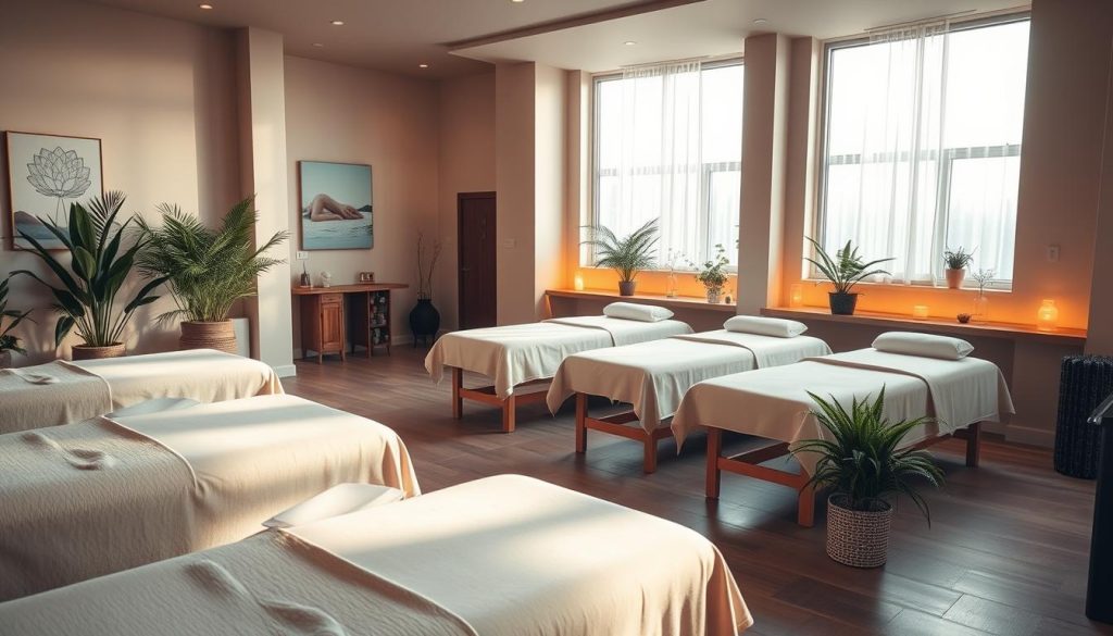 A warm, inviting interior of a Kadıköy spa, with natural lighting filtering through large windows. Plush massage tables are arranged in a calming, minimalist layout, surrounded by potted plants and serene artwork on the walls. The space exudes an aura of tranquility, with soft, soothing colors and textures creating a relaxing ambiance. Ambient lighting casts a gentle glow, setting the mood for a rejuvenating massage experience. The scene evokes a sense of escape and restoration, perfectly capturing the essence of the article's subject matter. A warm, inviting interior of a Kadıköy spa, with natural lighting filtering through large windows. Plush massage tables are arranged in a calming, minimalist layout, surrounded by potted plants and serene artwork on the walls. The space exudes an aura of tranquility, with soft, soothing colors and textures creating a relaxing ambiance. Ambient lighting casts a gentle glow, setting the mood for a rejuvenating massage experience. The scene evokes a sense of escape and restoration, perfectly capturing the essence of the article's subject matter.